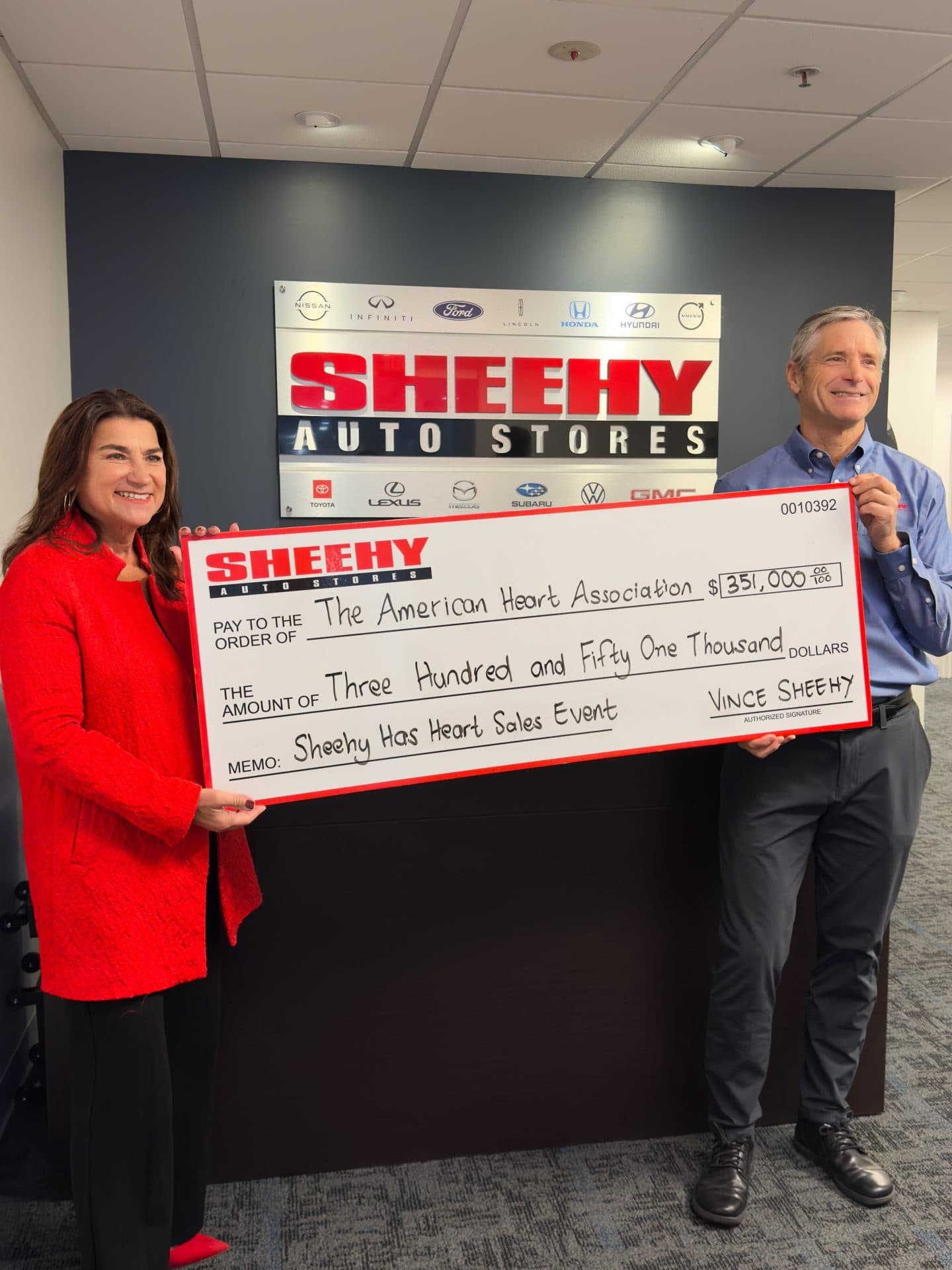 Sheehy Auto Stores Donates $351,000 to American Heart Association Through Annual Campaign