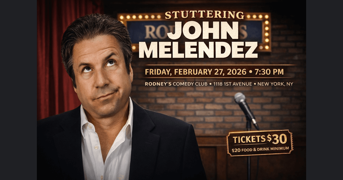 Stuttering John Melendez to Headline Live Stand-Up at Rodney’s New York Comedy Club