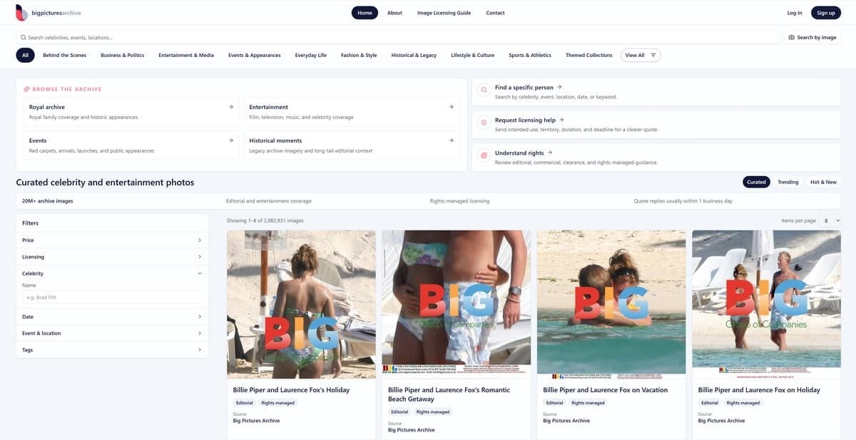 Big Pictures Archive Opens Online Access to 2 Million Rights-Managed Celebrity and Entertainment Images