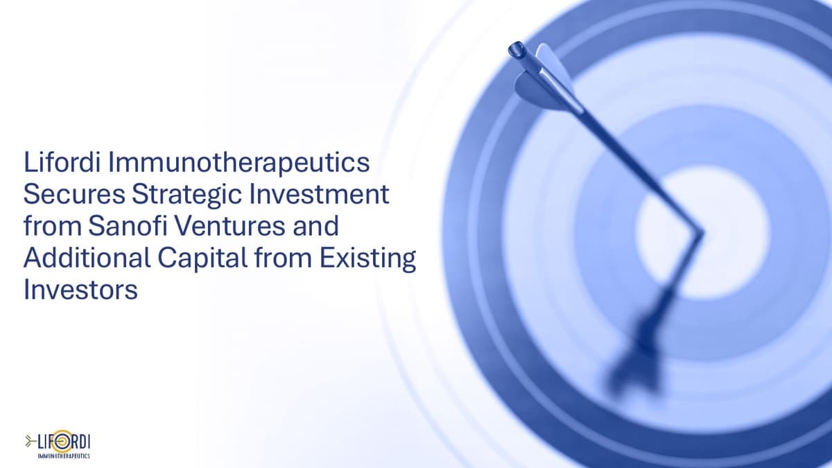 Lifordi Immunotherapeutics Gains Strategic Investment from Sanofi Ventures for ADC Development in Autoimmune Diseases
