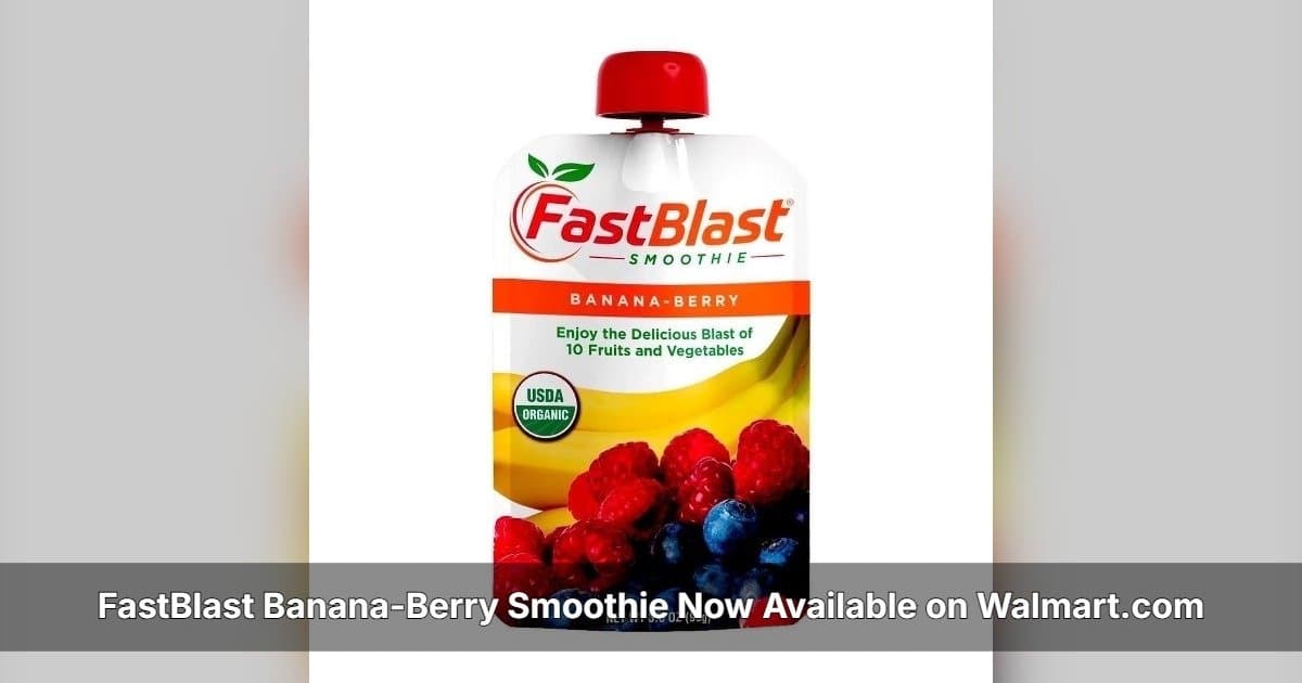 FastBlast Banana-Berry Smoothie Now Available on Walmart.com, Expanding Access to Whole-Food Nutrition