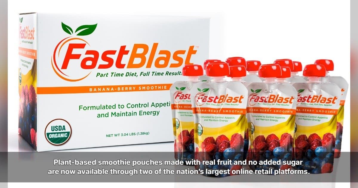 FastBlast Banana-Berry Smoothie Now Available on Amazon and Walmart.com