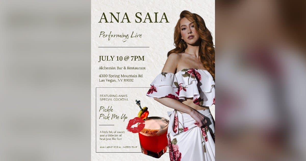 Ana Saia to Debut Signature Cocktail at July 10 Live Performance in Las Vegas Chinatown