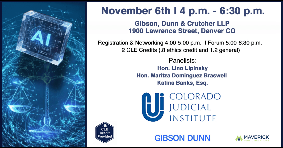 Colorado Judicial Institute to Host Forum on AI's Impact on Legal Community