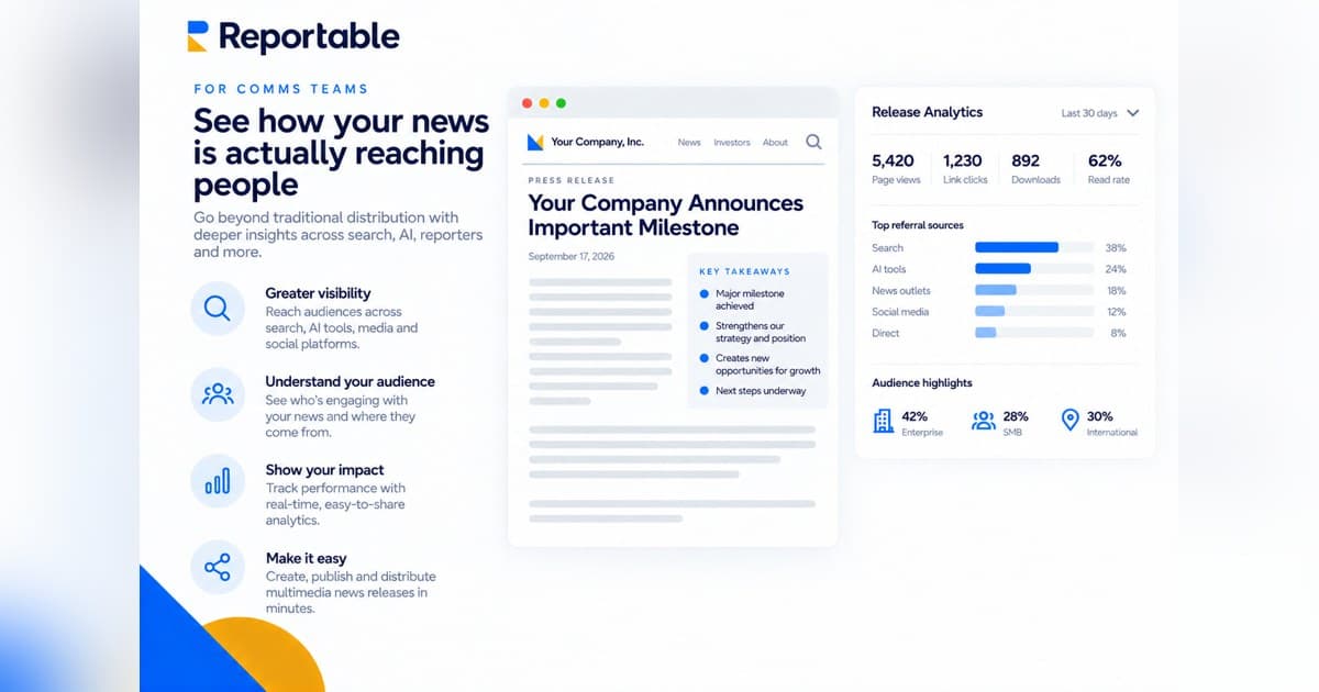 Reportable Expands News Release Analytics to Track AI and Search Discovery