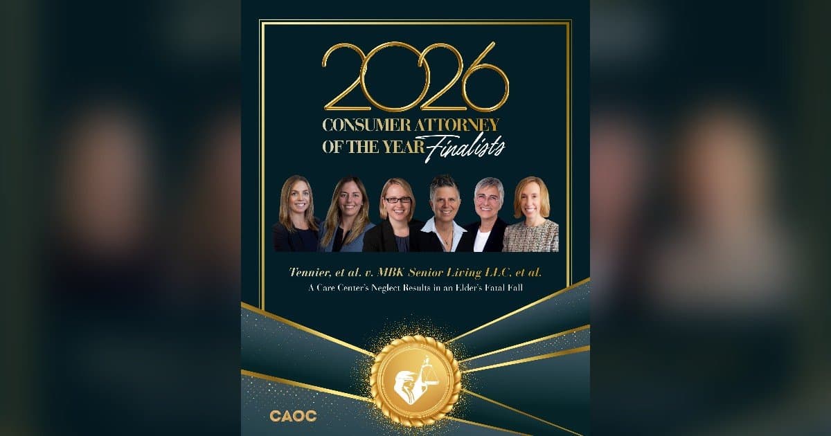 Stebner Gertler & Guadagni Attorneys Named Finalists for Prestigious CAOC Award After Landmark Elder Neglect Victory